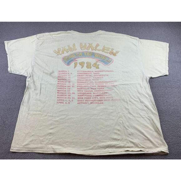 Van Halen Band T Shirt Men L/XL White 1984 Graphic Short Sleeve Crewneck Cotton - Picture 4 of 12